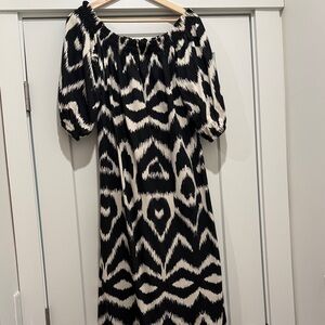 H&M Black and Cream Off-Shoulder Maxi Dress